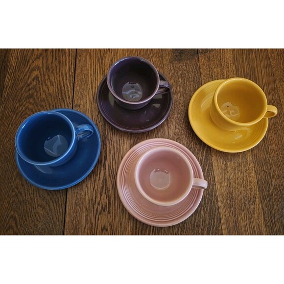 Fiesta Cups & Sanucers - Set Of 4 Excellent Condition. Post 1986 Colors - Picture 2 of 6